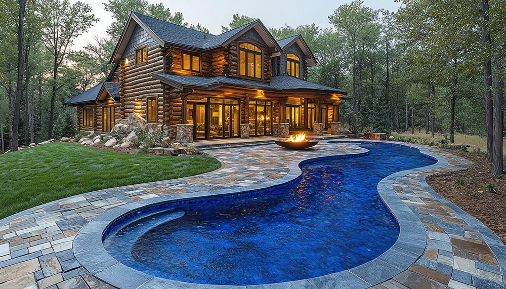 Residential pool at a luxury home maintained by Prestige Spa, pool cleaning and maintenance services in Ellensburg Washington