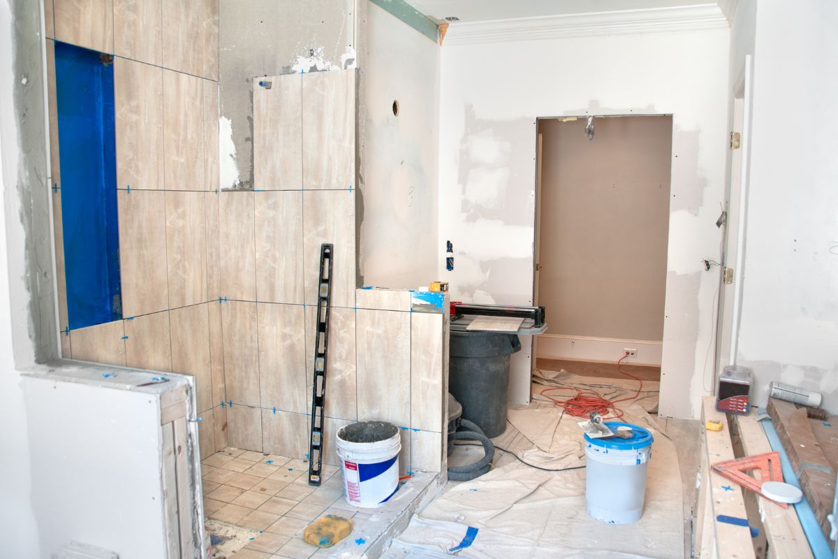 bathroom construction in process