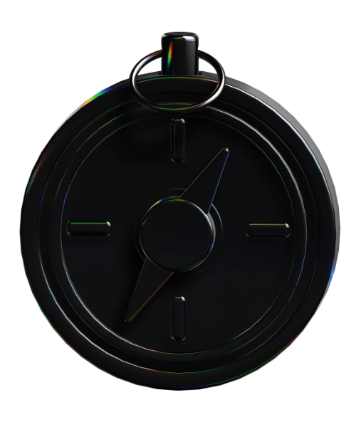 Black compass with minimalistic design showing four cardinal points.