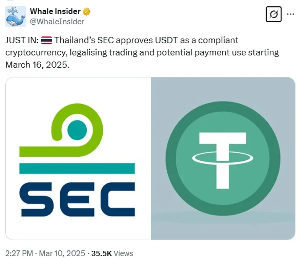 Thailand Approves USDT and USDC for Crypto Trading