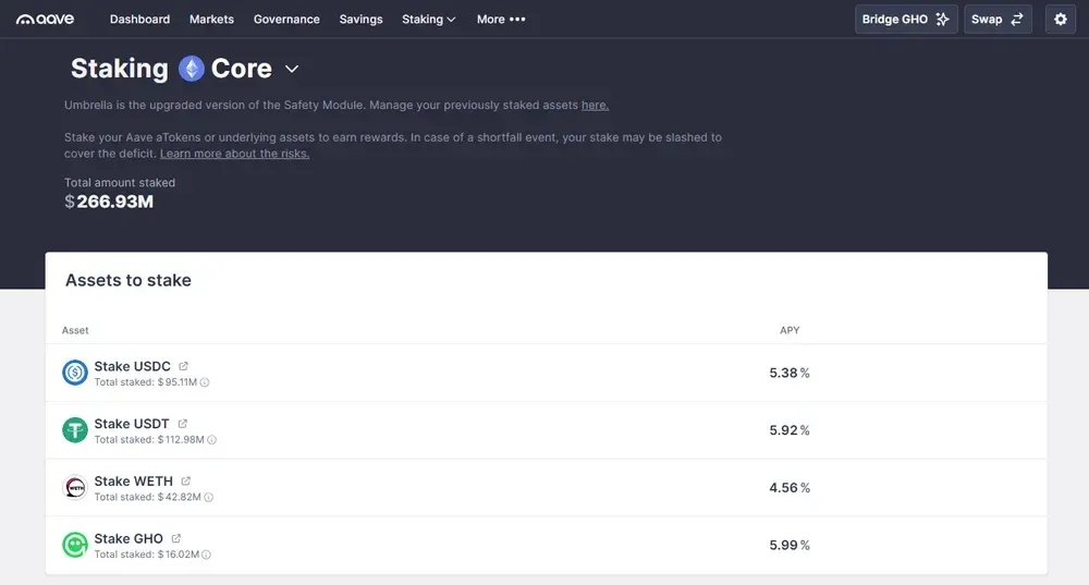 Staking de AAVE