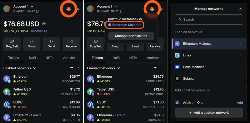 Come cambiare rete in MetaMask
