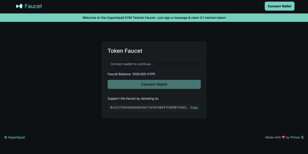 OttieniTestnet Hyperliquid Testnet dal Faucet
