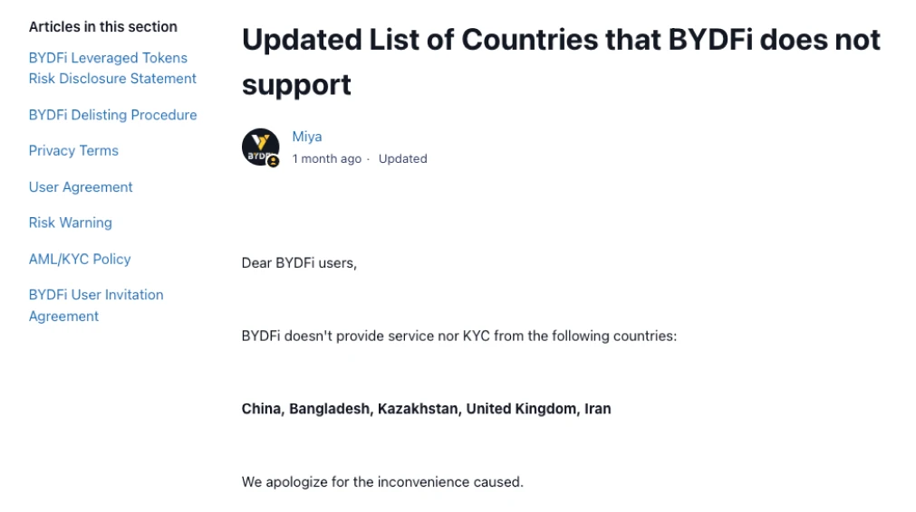 Países BYDFi .