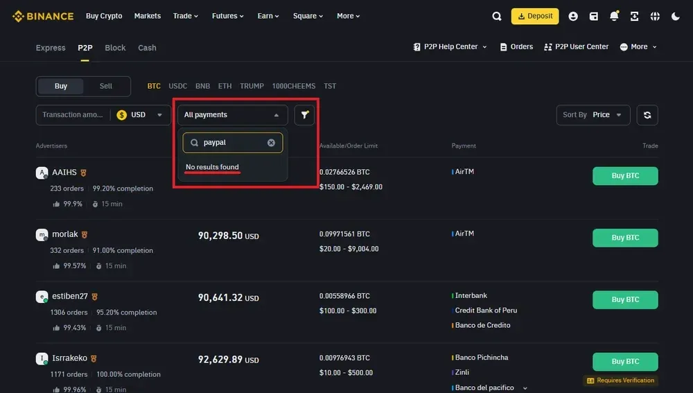 هل يمكنني الإيداع من PayPal  Binance؟