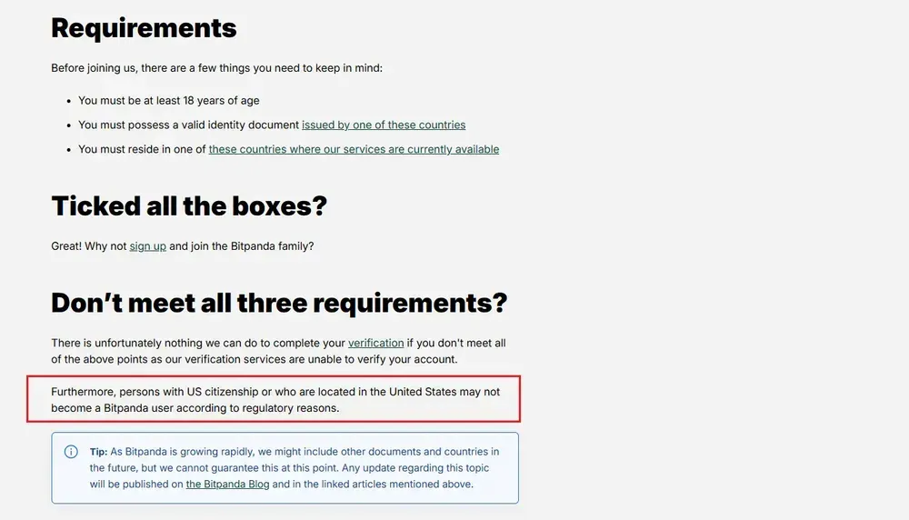 Kann ich Bitpanda den USA nutzen?