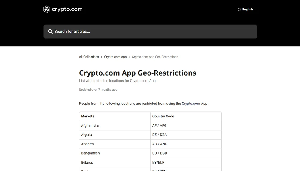 Quels sont les pays concernés par les restrictions imposées par Crypto.com ?