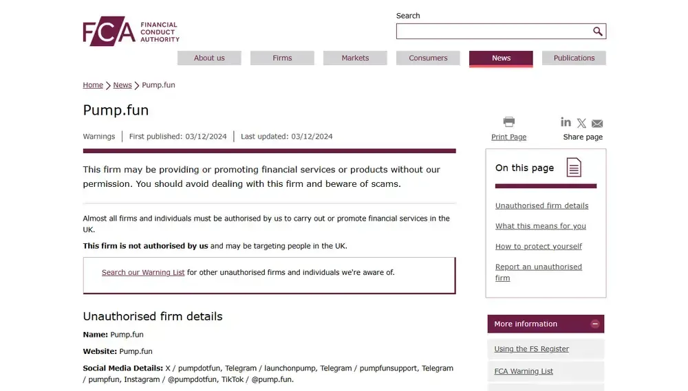 FCA « Pump » de la FCA