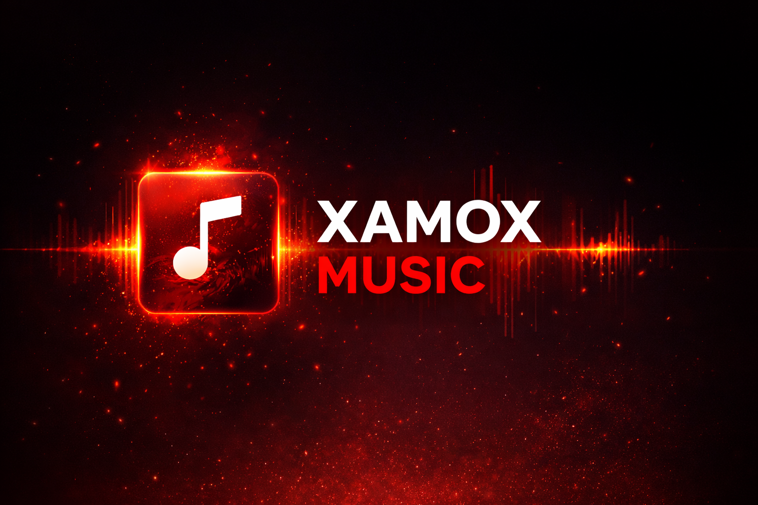 Xamox Music – logotipo dorado sobre fondo oscuro