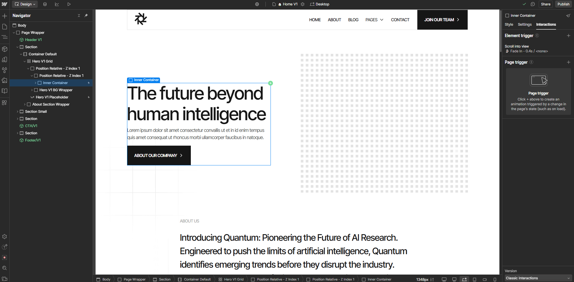 Animations - Quantum | Webflow Template