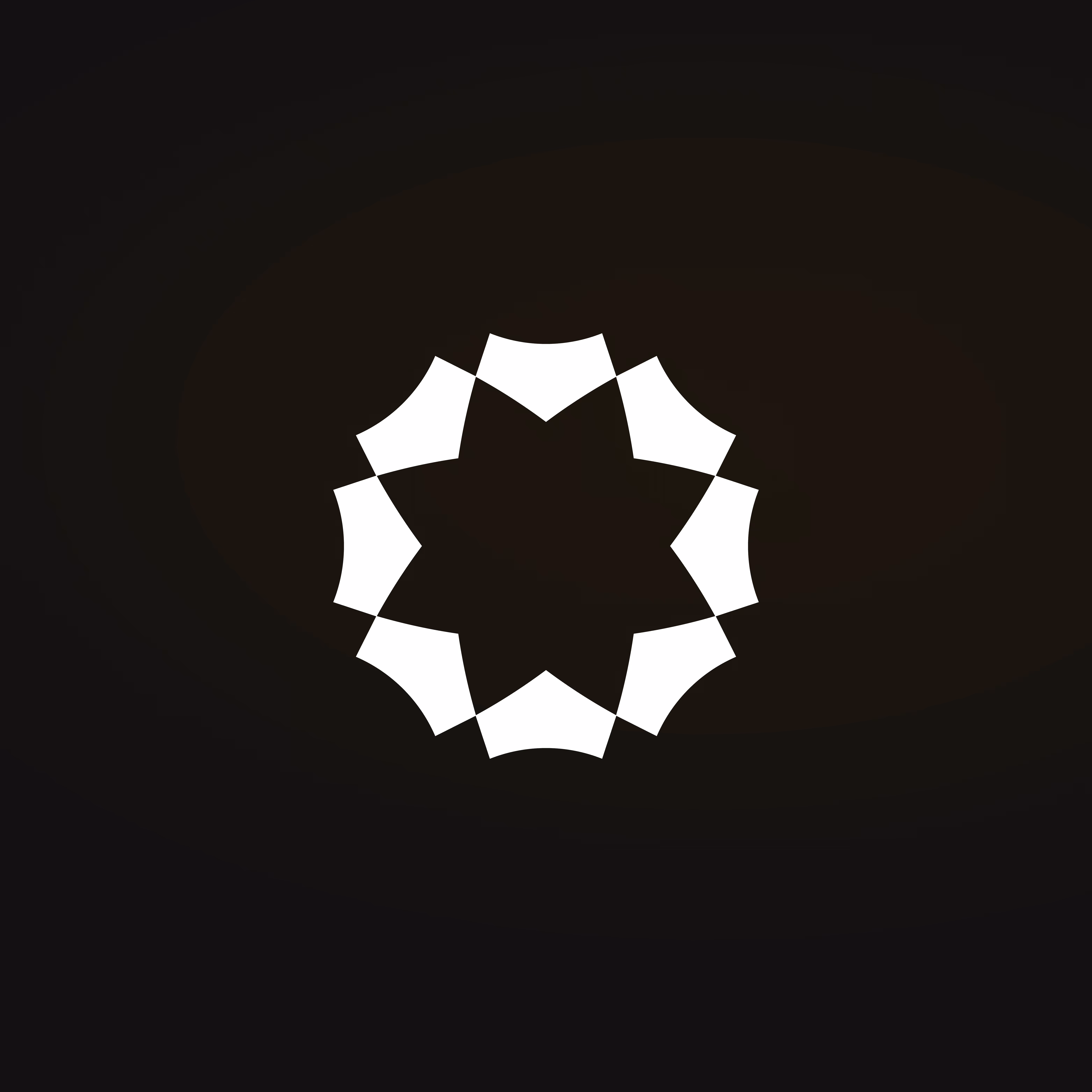 White eight-pointed star-like geometric shape on a black background.