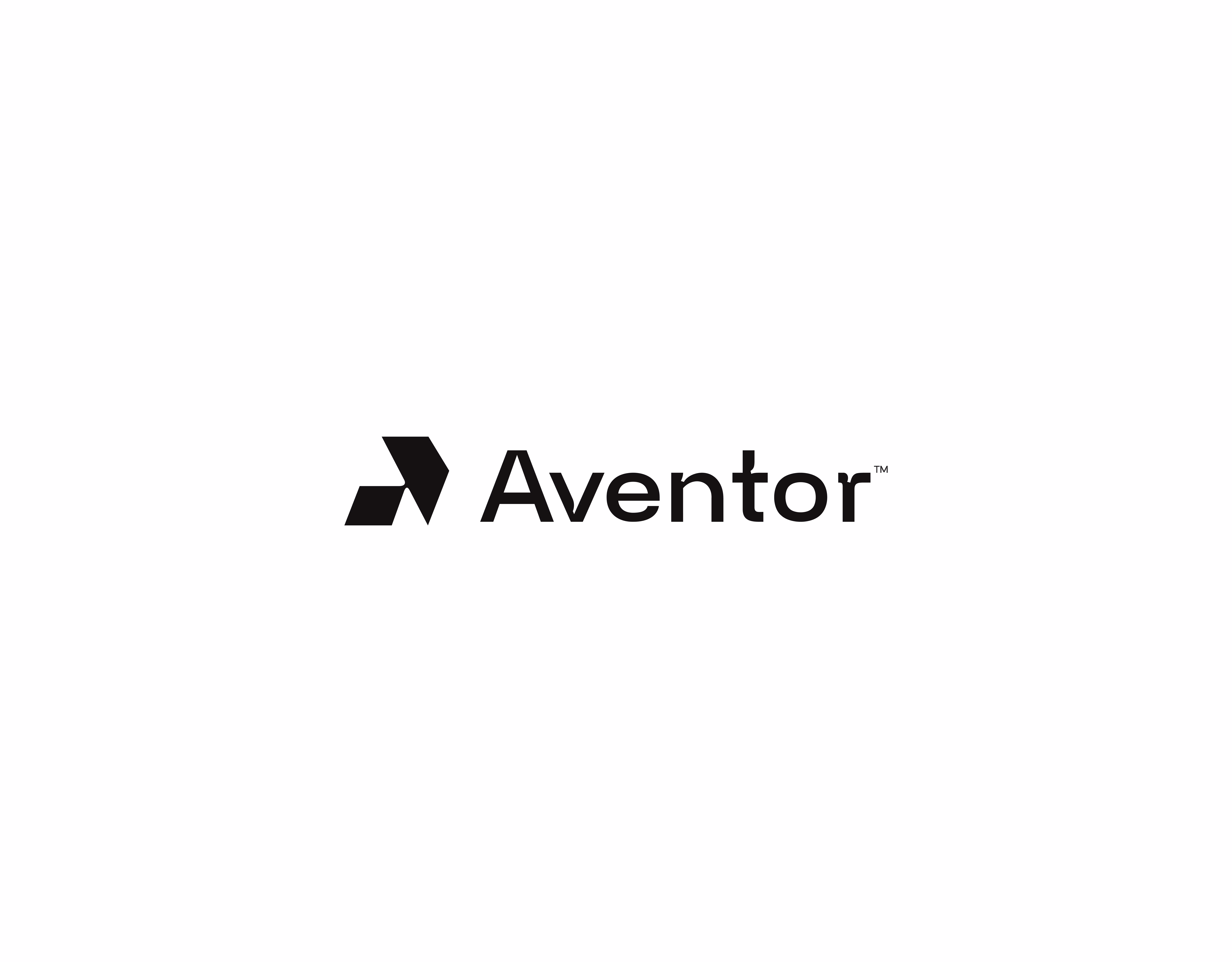 Aventor brand logo with a stylized black symbol next to the text.