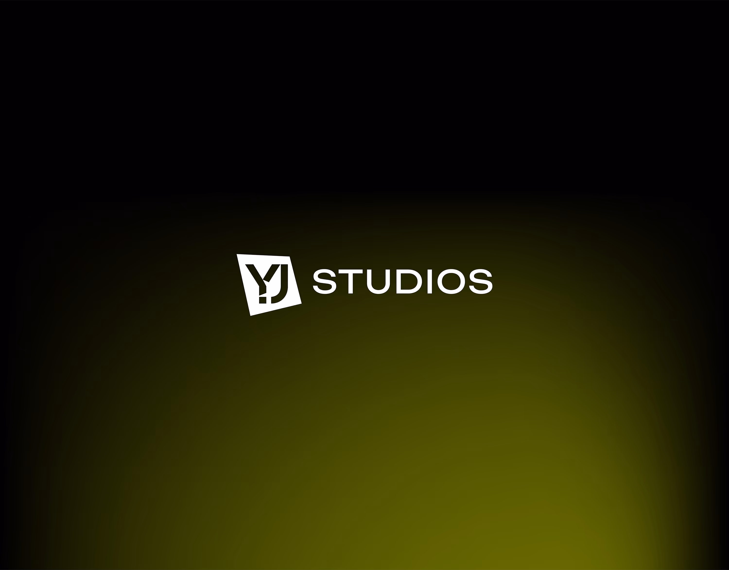 YJ STUDIOS text logo with stylized YJ letters on dark gradient background.
