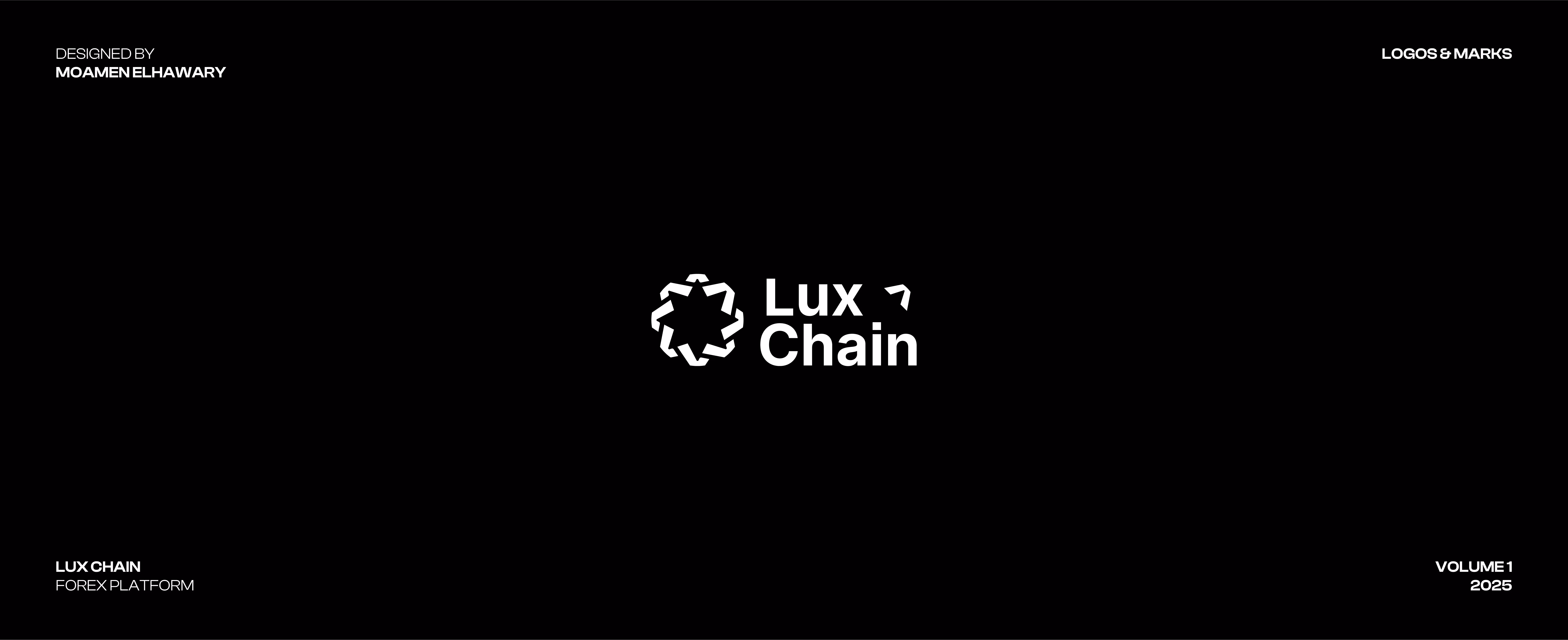 White Lux Chain logo with a circular chain icon and text on a black background.