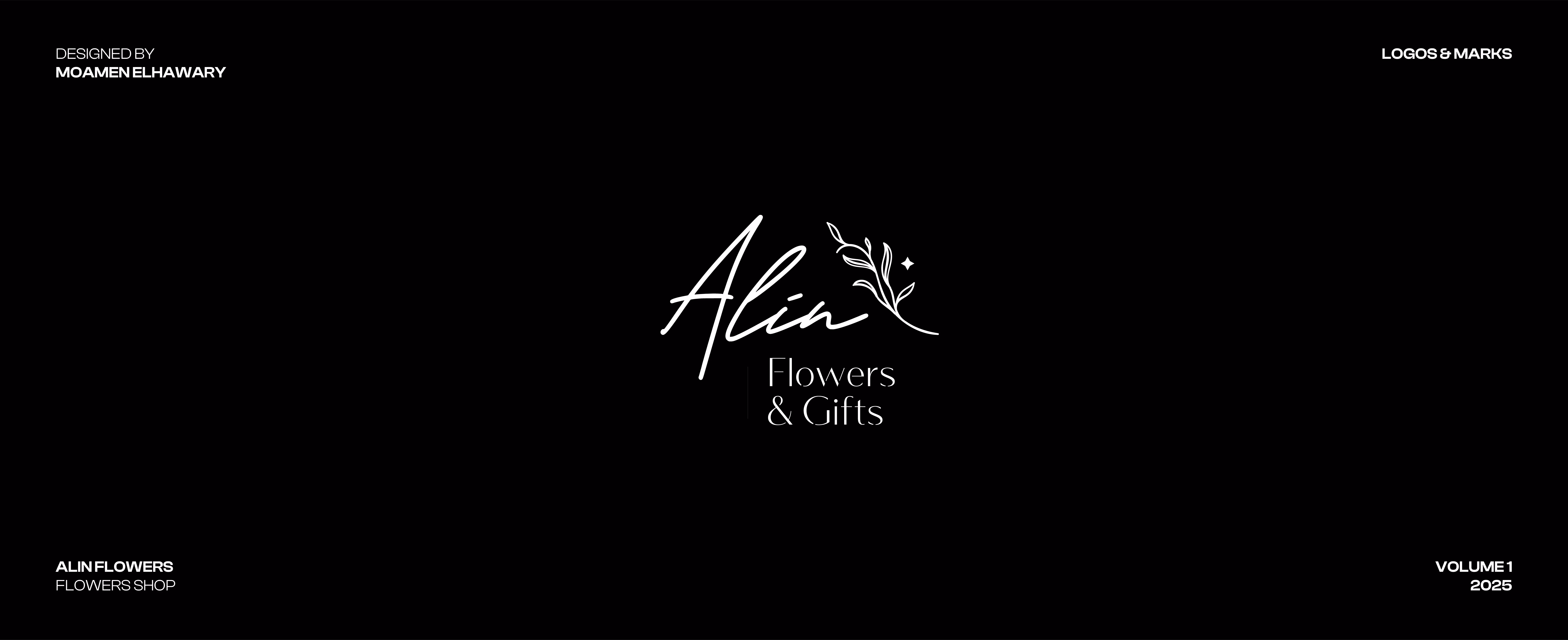 Logo for Alin Flowers & Gifts with a branch graphic on a black background