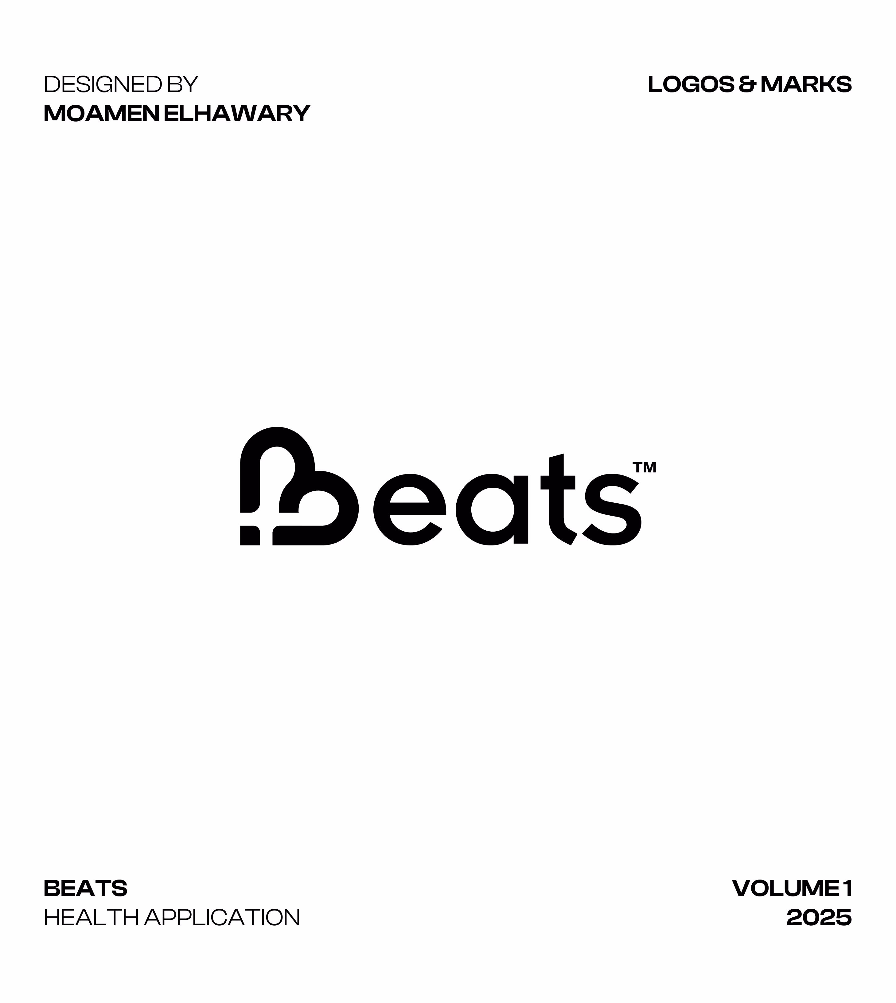 Black and white Beats logo with stylized B forming a heart shape on a white background.