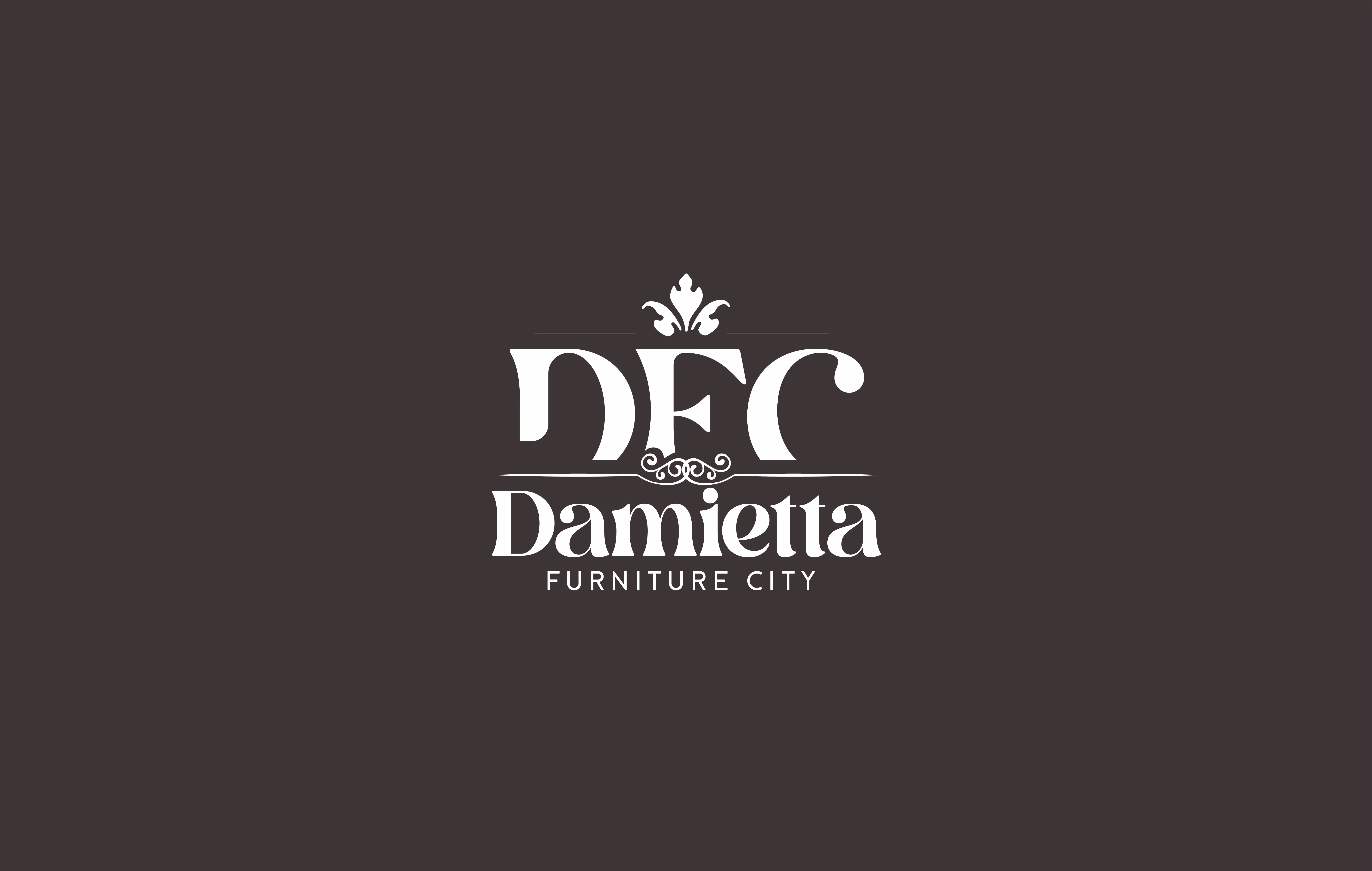 Logo for Damietta Furniture City featuring stylized initials DFC with decorative elements.