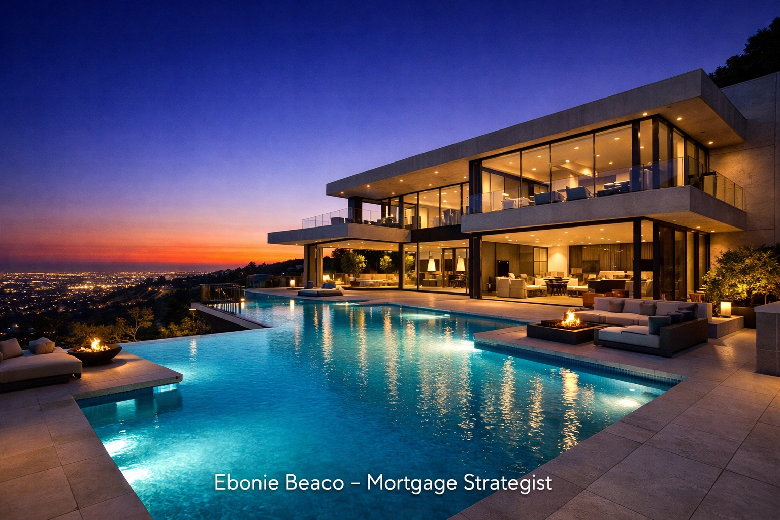 Luxury Los Angeles home with infinity pool showcasing California jumbo loan investment opportunities.