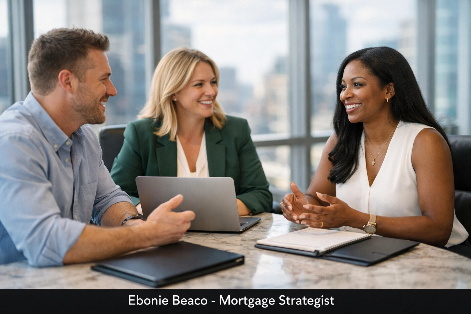 Wholesaler and buyer finalizing an assignment of contract during a professional closing meeting.