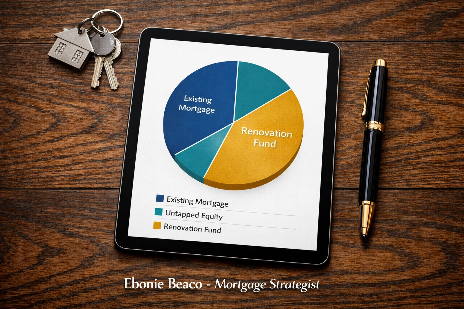Financial chart on tablet showing home equity calculation for a Kentucky HELOC.