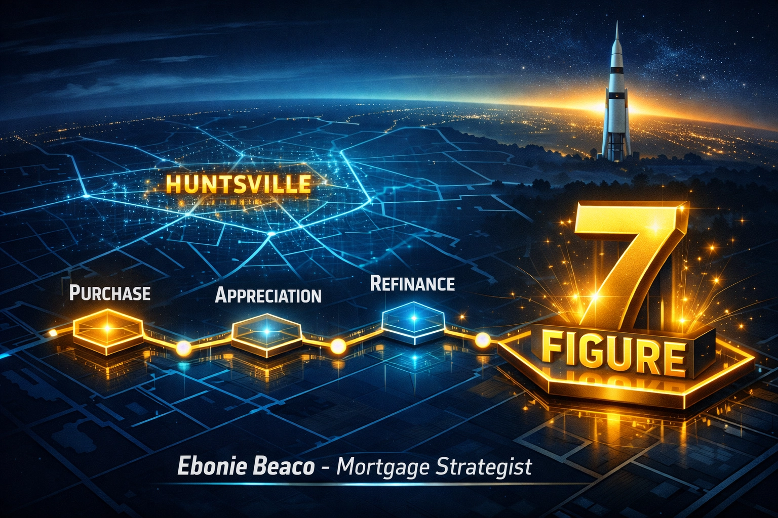 Strategic roadmap for building seven-figure equity in Huntsville real estate using mortgage leverage.