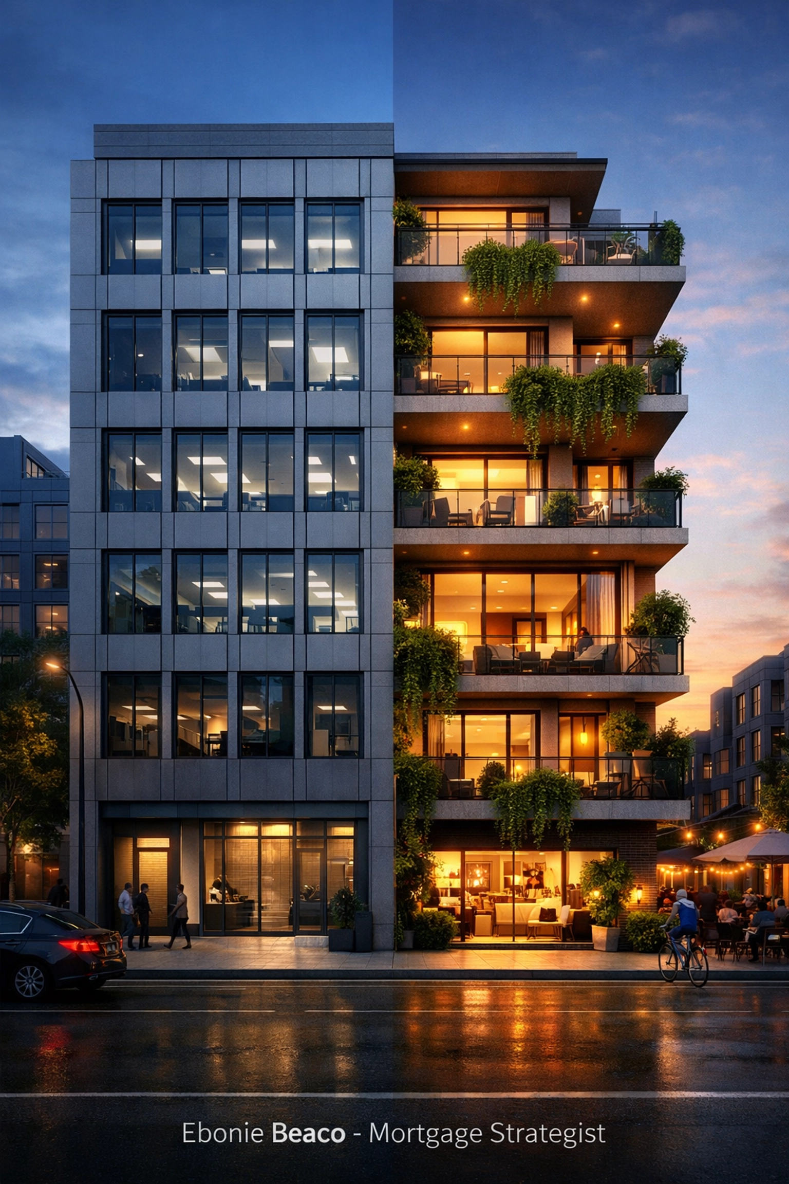 Visual of an office-to-residential conversion project transforming corporate space into luxury lofts.