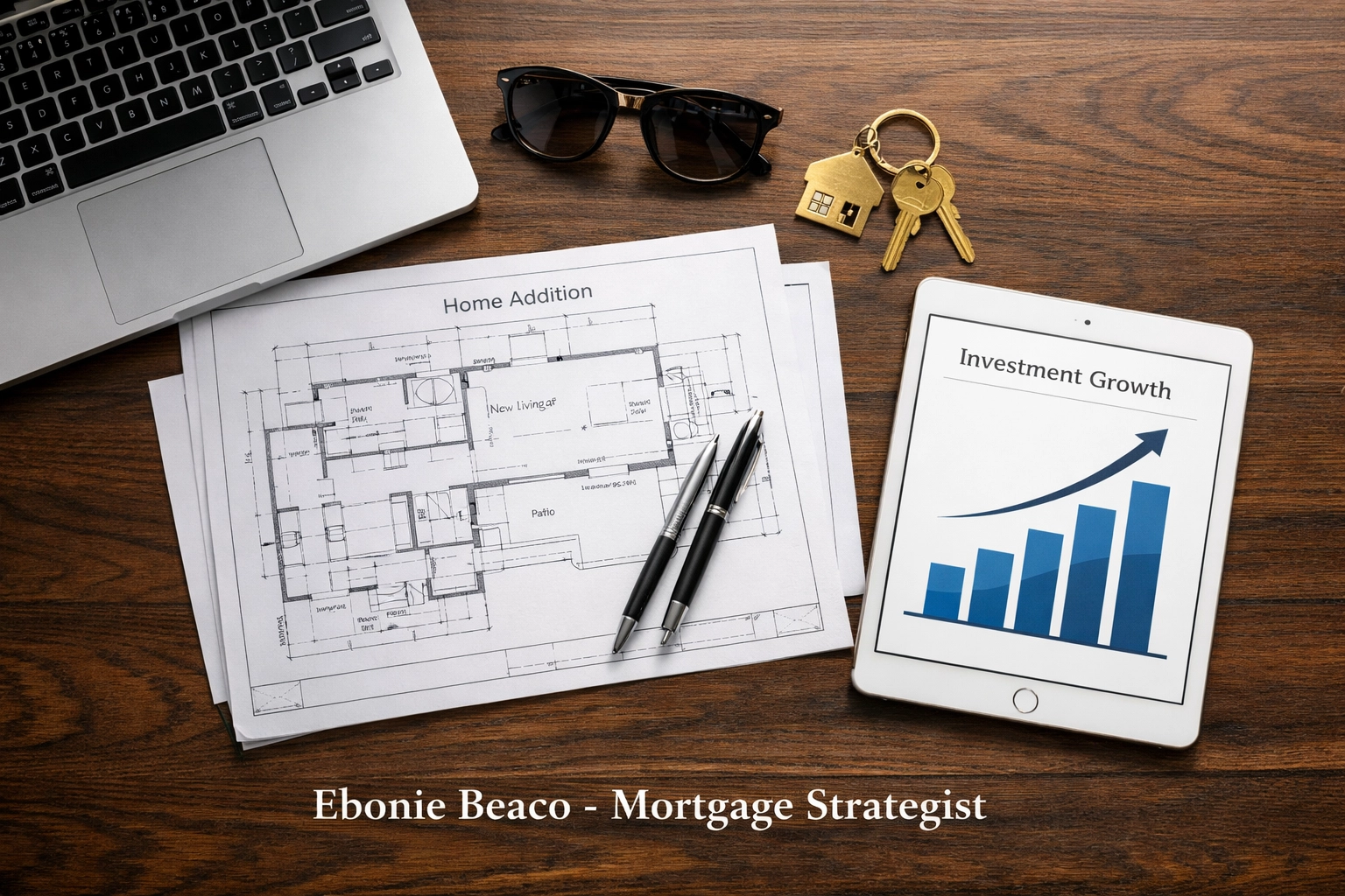 Investment growth chart and renovation blueprints used to plan a California fix and flip loan project.