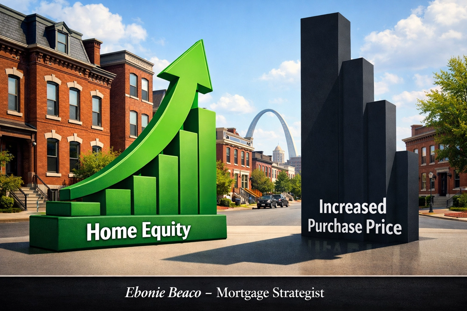 Comparison chart showing St. Louis home equity gains versus rising purchase prices for buyers.