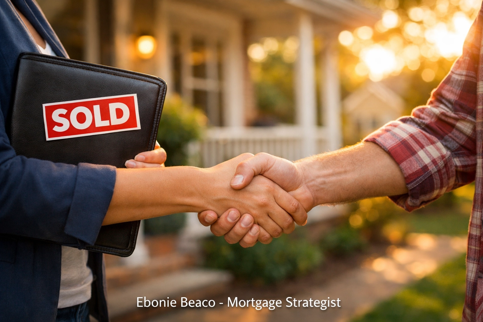 Homeowners and investors shaking hands after a successful distressed property negotiation and sale.