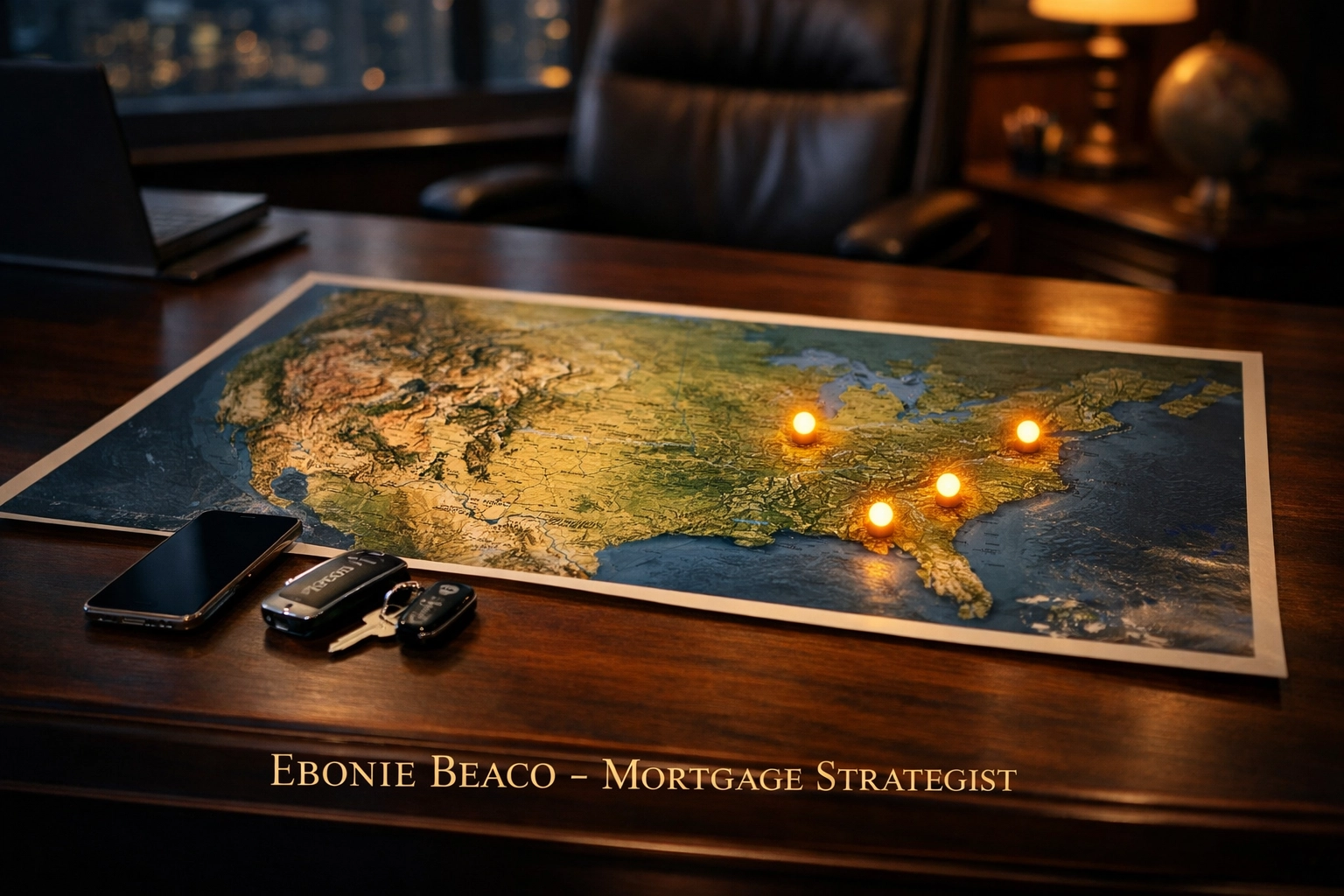 Map of multi-state real estate wholesaling operations in Illinois, Florida, Georgia, and Virginia.