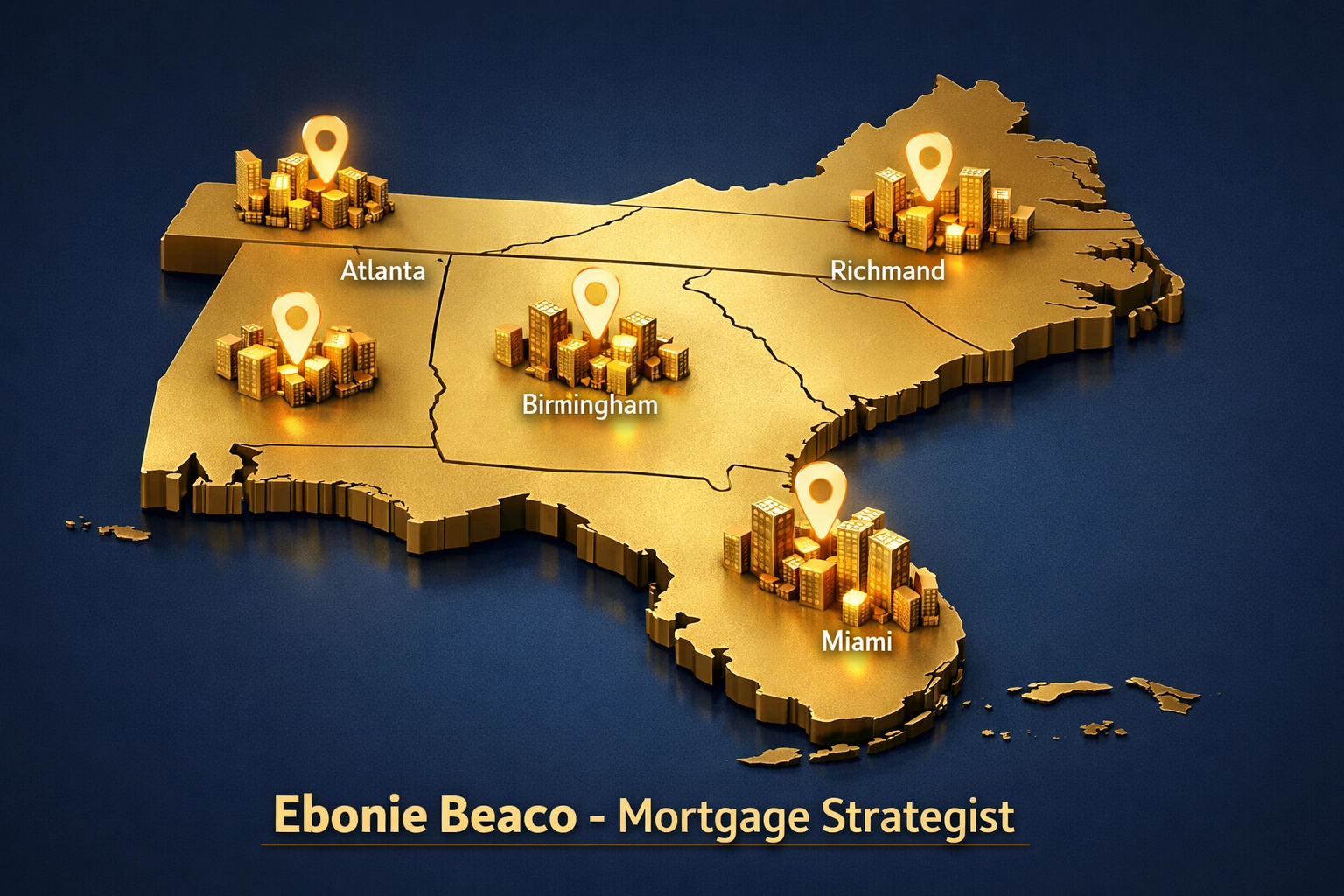 Map of multifamily investment opportunities in Florida, Georgia, Alabama, and Virginia for real estate wholesalers.