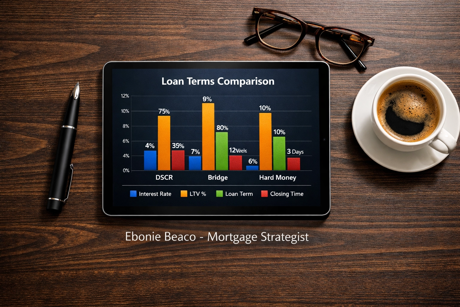 Multifamily financing comparison chart showing DSCR, bridge loans, and hard money for real estate investors.