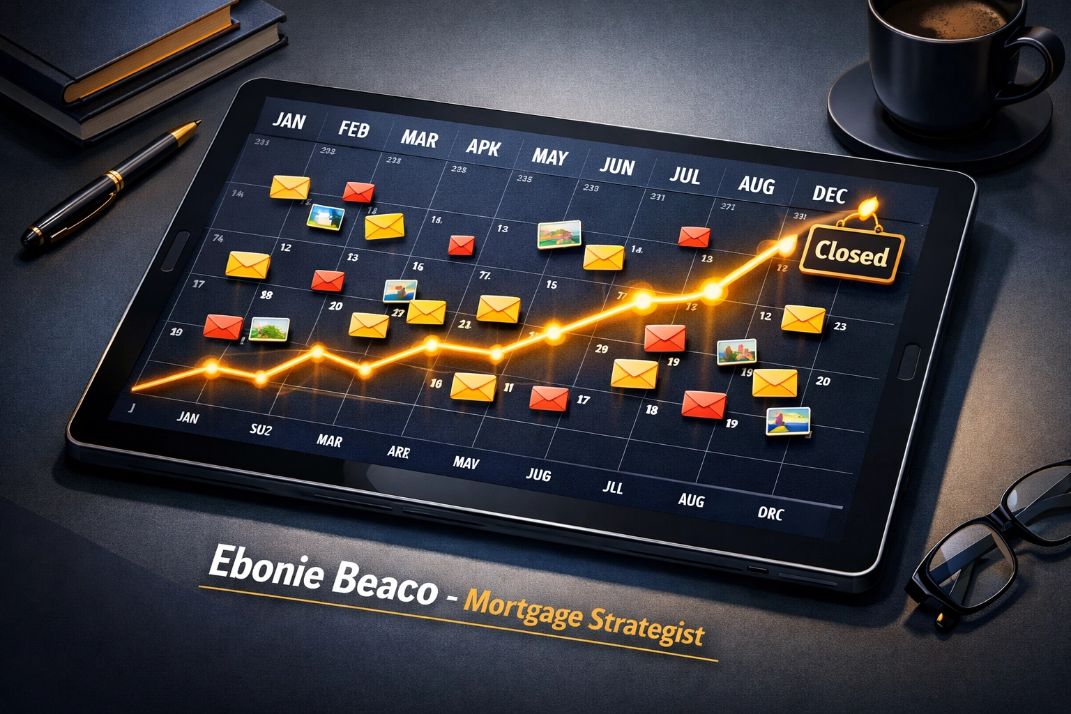 A marketing calendar tracking direct mail leads for real estate investment success.