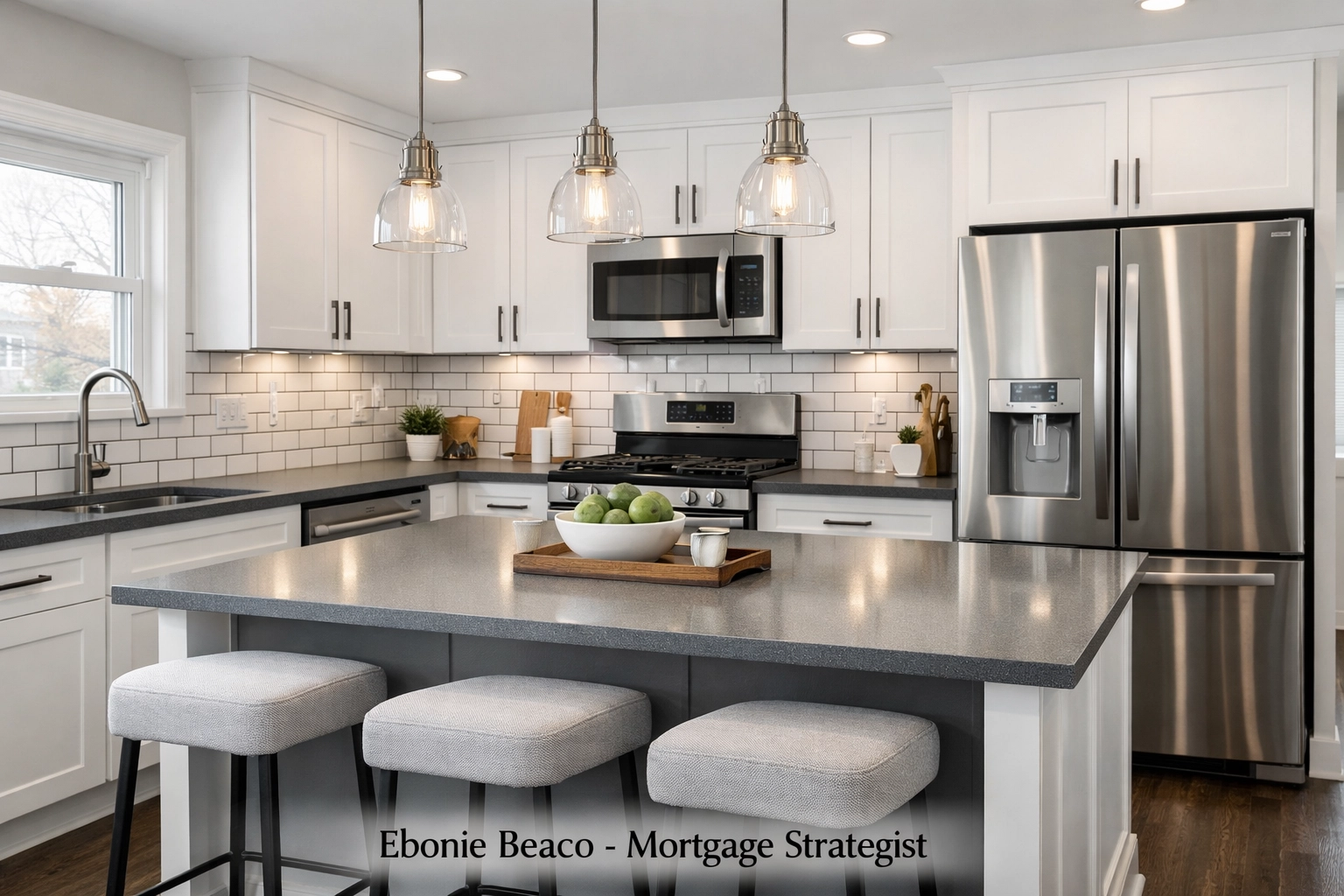 Modern kitchen renovation with white shaker cabinets in an Indianapolis rental to maximize refinance potential.