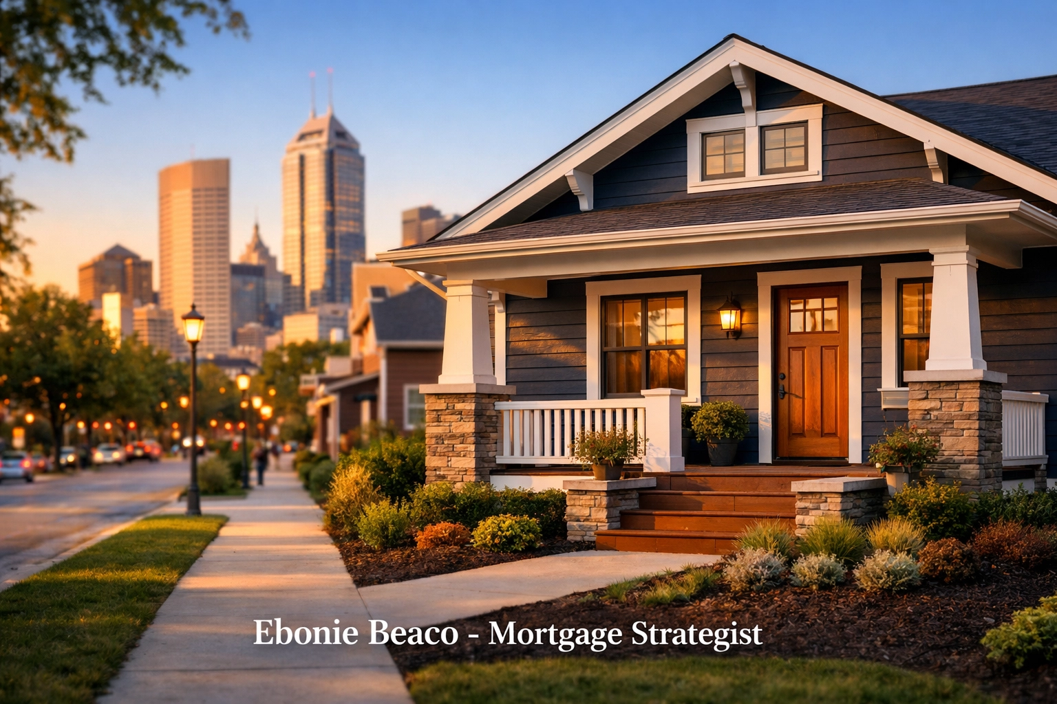 Renovated Craftsman bungalow in Indianapolis showcasing high-end exterior finishes for investment property value.