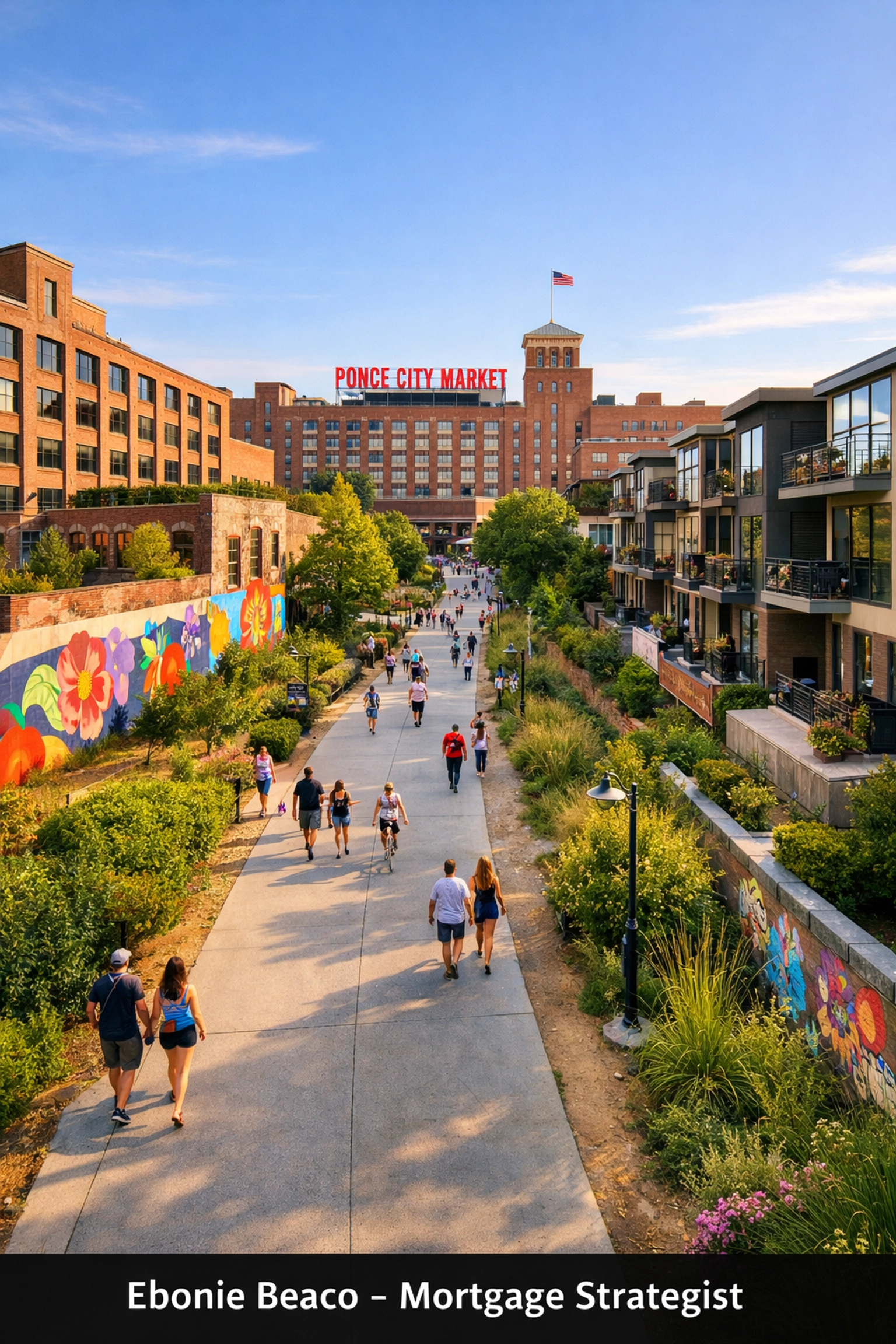 Renovated townhomes along the Atlanta Beltline Eastside Trail showing local property appreciation.