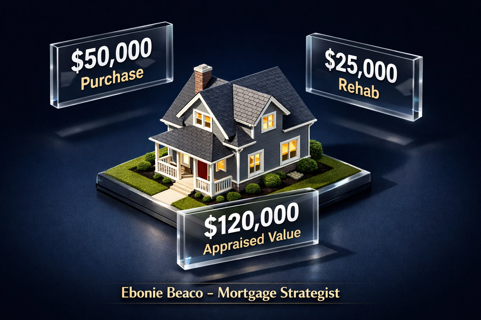 Real estate investment deal breakdown showing purchase, rehab costs, and appraised value for a Birmingham BRRRR project.