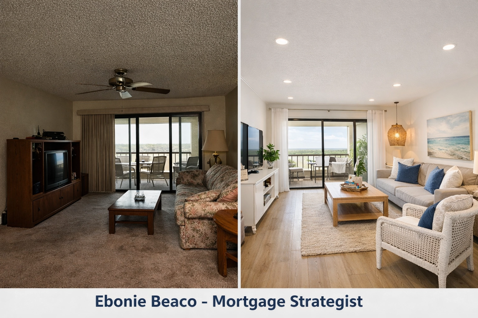 Before and after renovation comparison of an Orlando rental property using the BRRRR strategy.