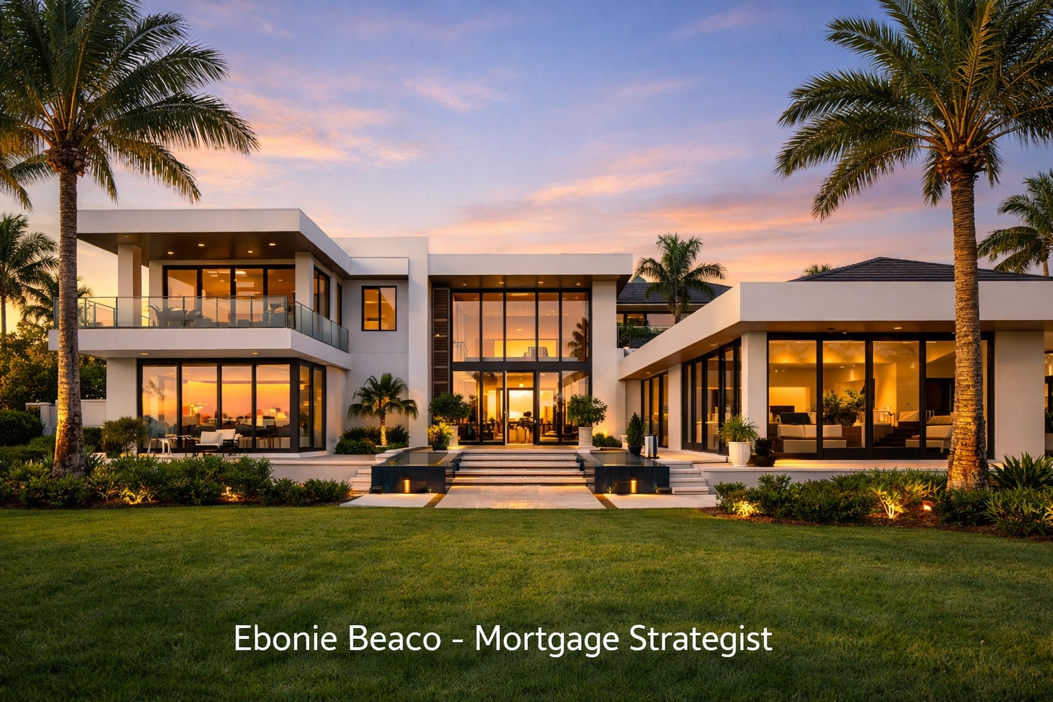 Modern Florida house at sunset showcasing high home equity potential for a HELOC.