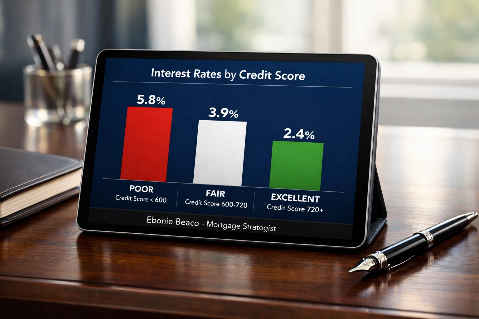Comparison chart showing how credit scores impact HELOC interest rates for borrowers.