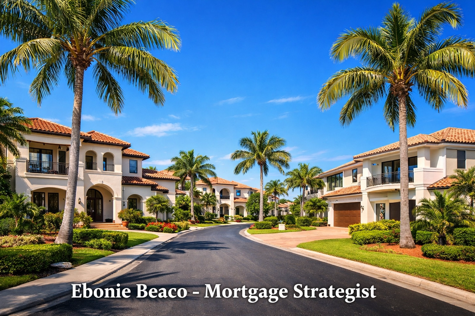 A sunny Florida residential street with Mediterranean-style homes perfect for fix-and-flip investors.