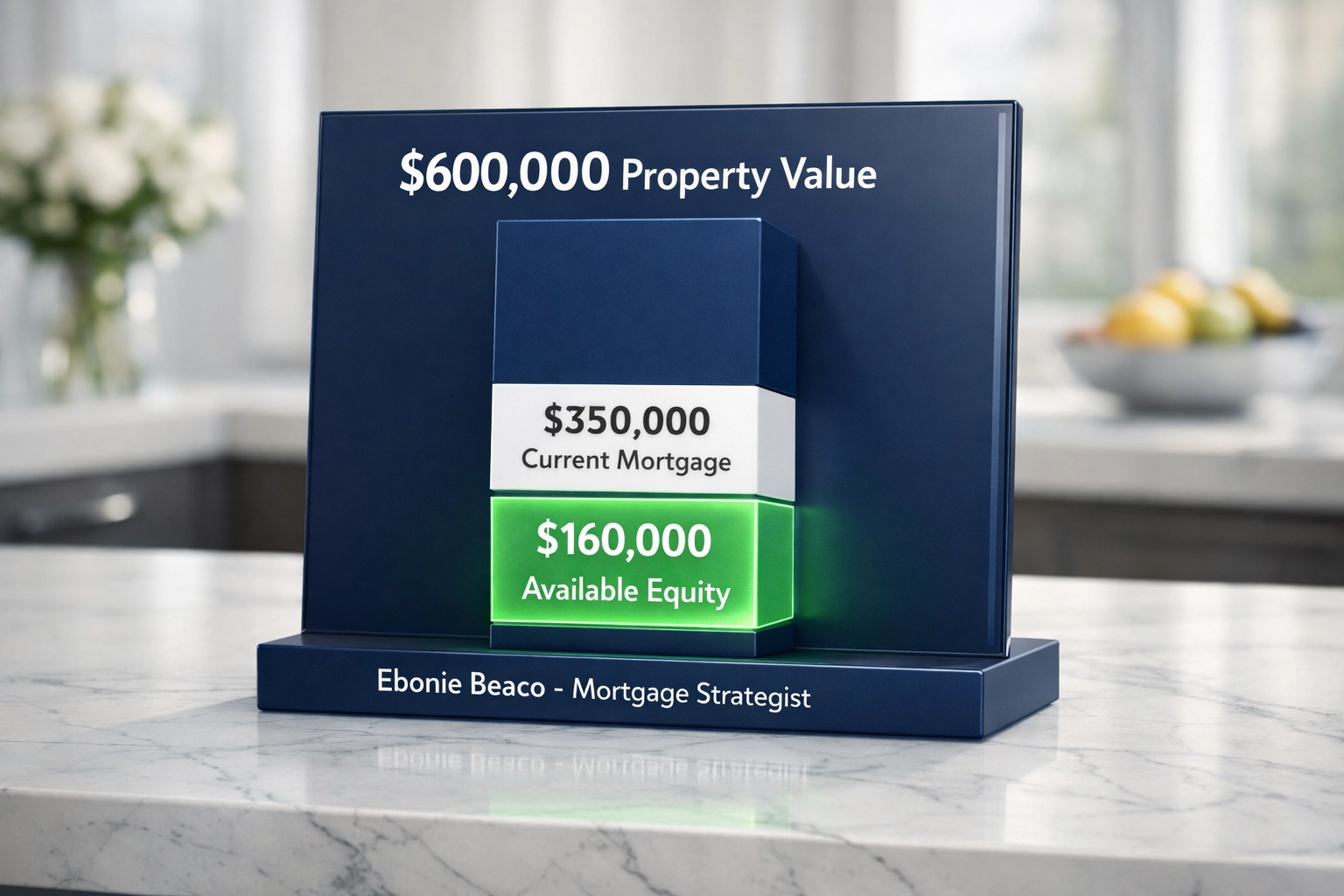 Financial chart illustrating property value and mortgage balance to determine available HELOC equity for homeowners.