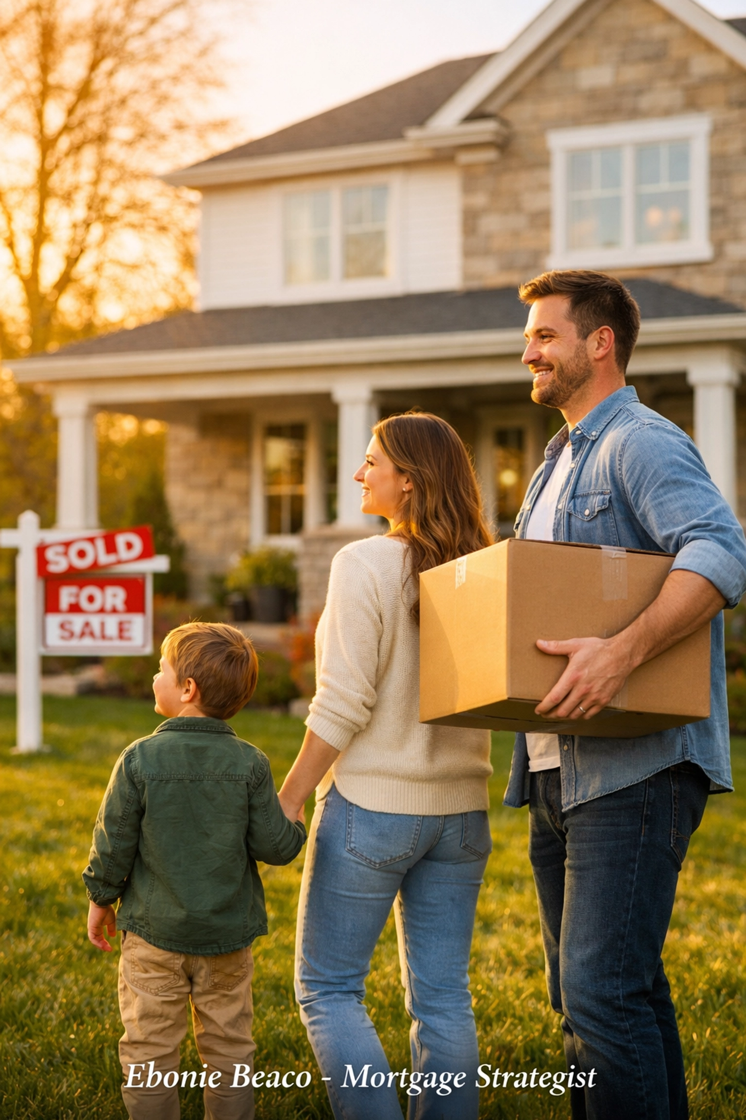 A family moving boxes into their new suburban home, illustrating increased real estate inventory.