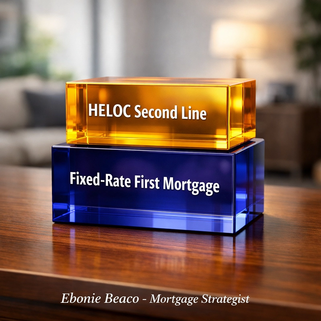 Comparison of a primary mortgage and a HELOC second line of credit to preserve low interest rates.
