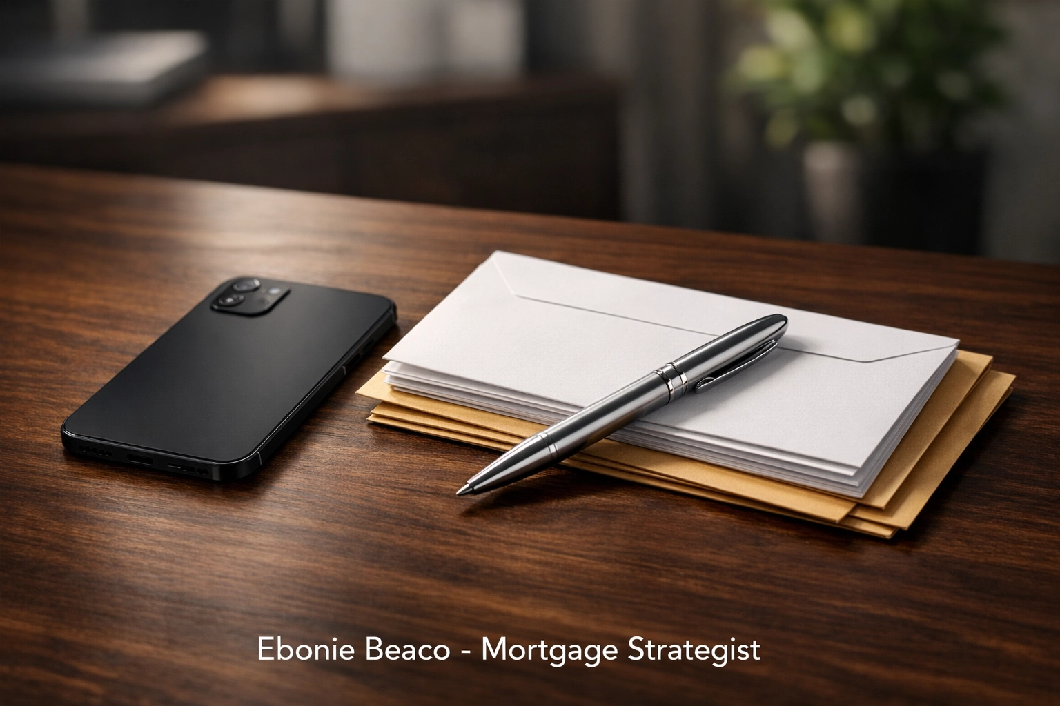 Smartphone and direct mail envelopes on a desk for wholesaling houses and finding off-market real estate deals.