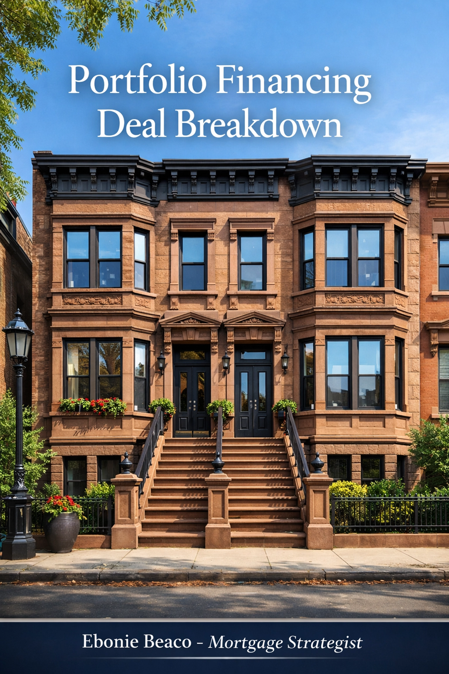 Classic three-unit residential brownstone illustrating a portfolio financing deal breakdown for property investors.