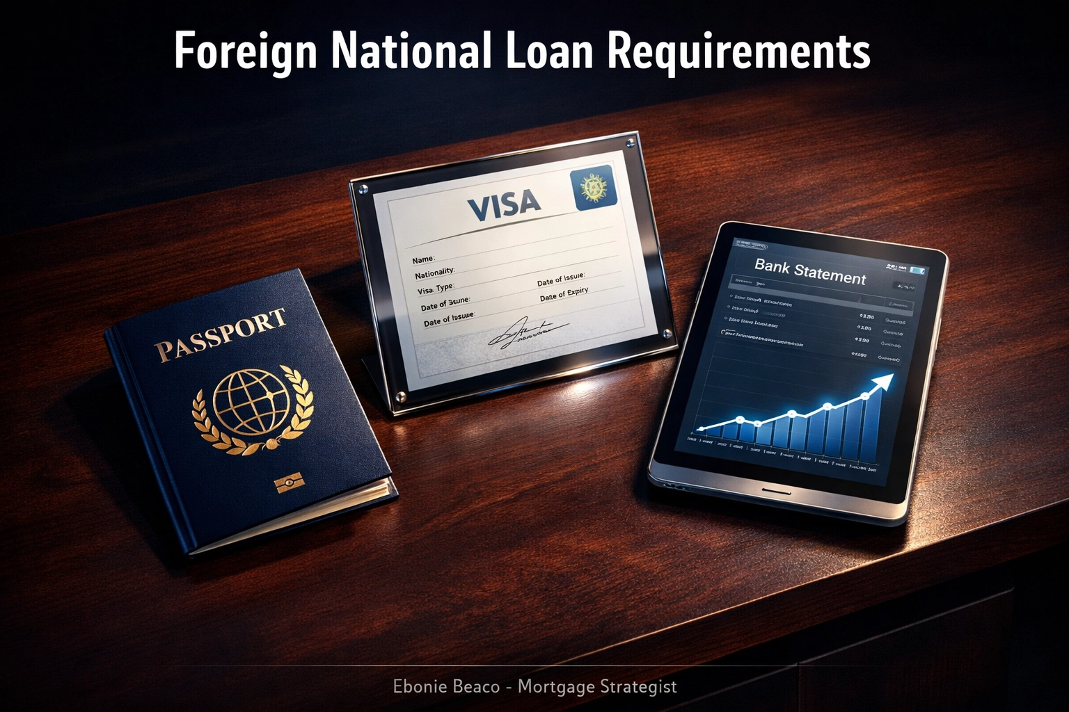 Required documents for foreign national investor loans including passport, visa, and bank statements.