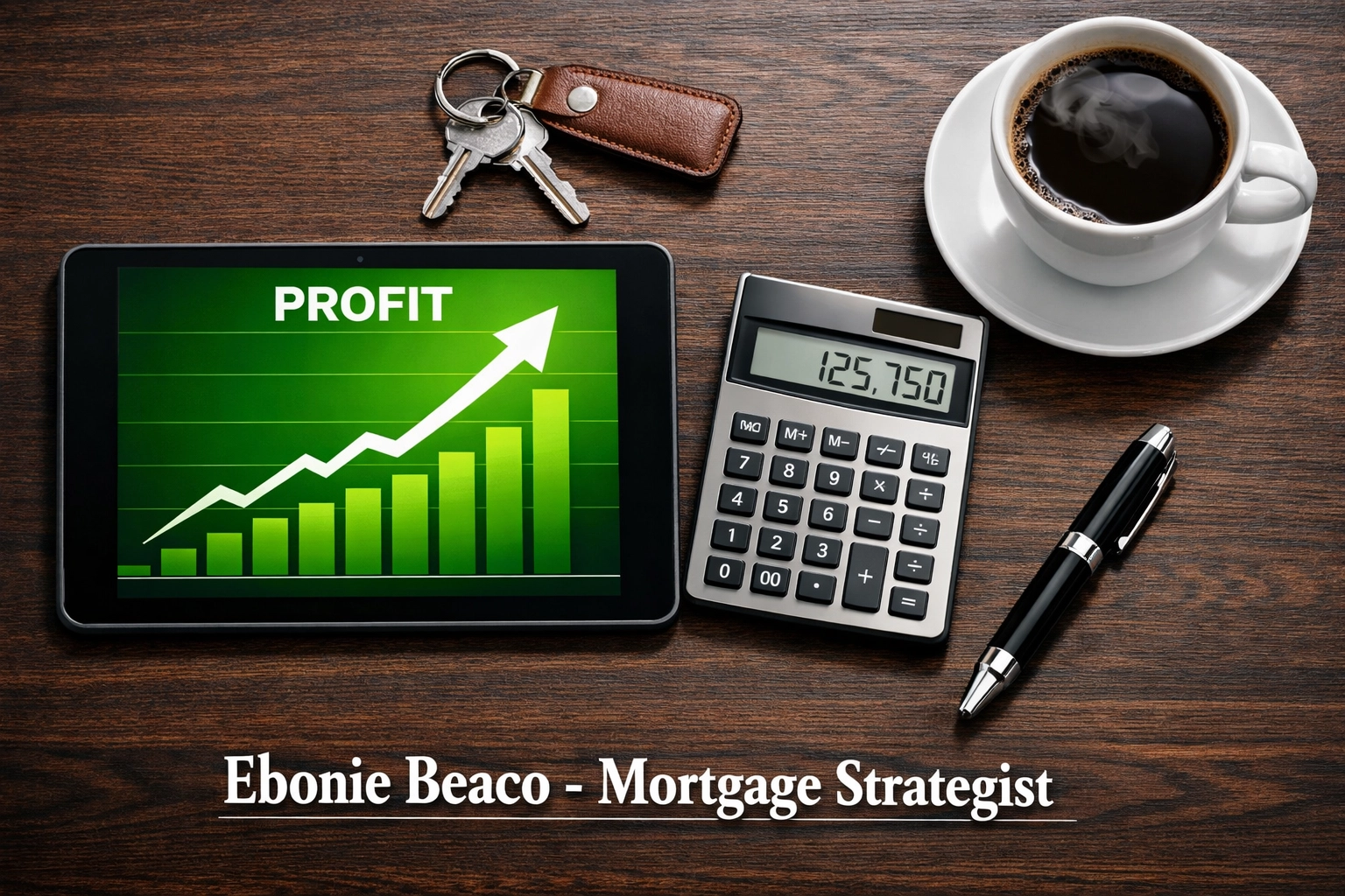 Real estate investment profit chart and house keys showing high ROI from successful skip tracing deals.