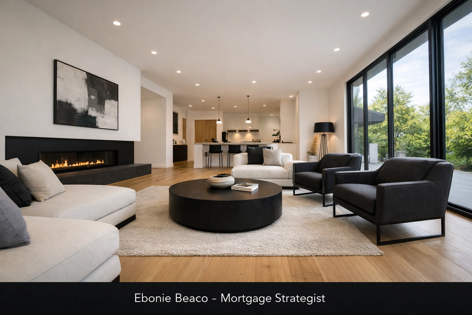 Modern renovated living room interior representing a successful wholesale real estate investment project.