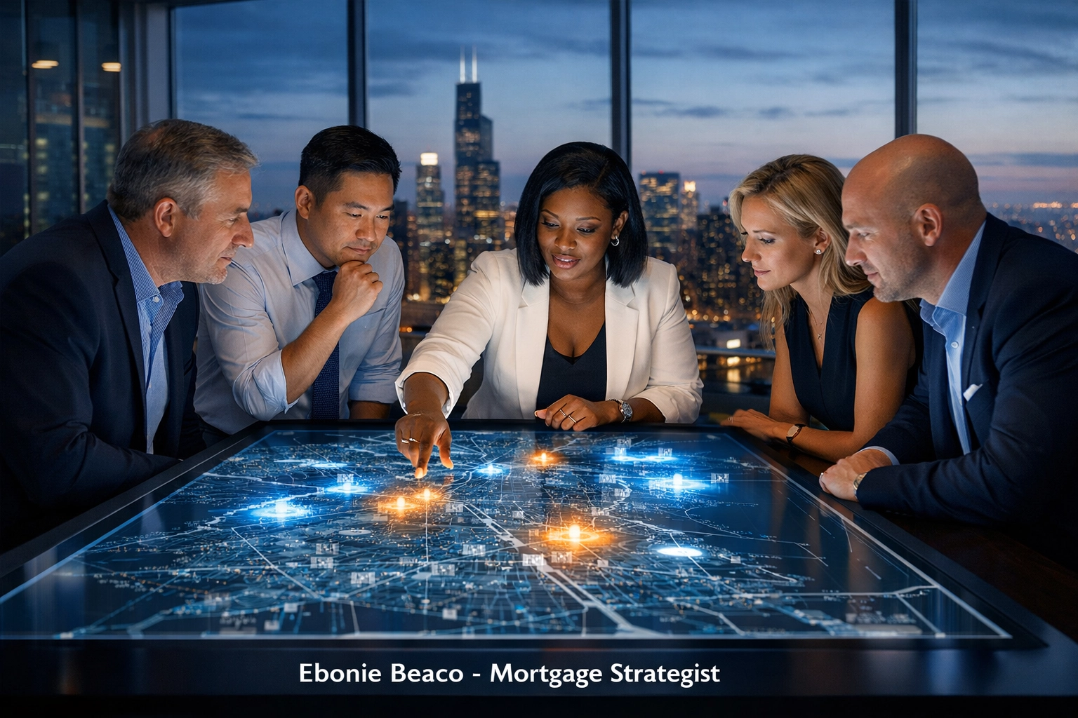 Real estate professionals analyzing local market maps for off-market deals and wholesale property strategies.